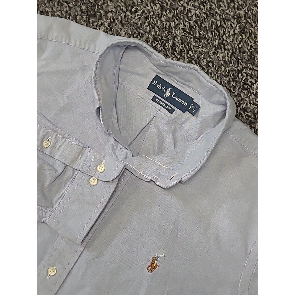Ralph Lauren Men Long Sleeve Blue Classic Fit Cotton Oxford Button Down 17 34/35